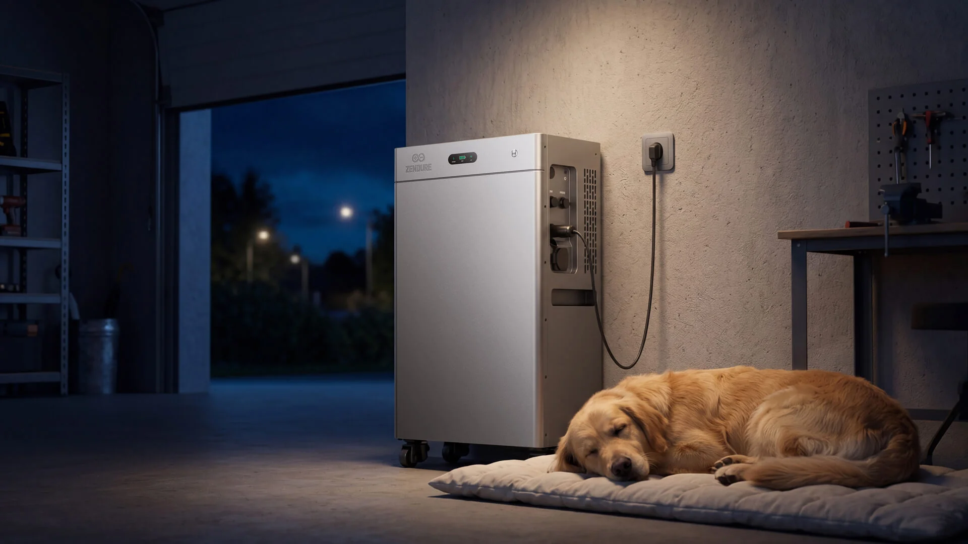 SolarFlow 3000 Mix AC+ installé dans un garage